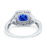 Cushion Wedding Ring Simulated Amethyst Cubic Zirconia 925 Sterling Silver