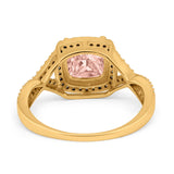 Halo Infinity Shank Engagement Ring Cushion Simulated Cubic Zirconia 925 Sterling Silver