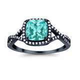 Halo Infinity Shank Engagement Ring Cushion Simulated Cubic Zirconia 925 Sterling Silver