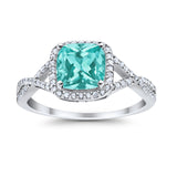 Halo Infinity Shank Engagement Ring Cushion Simulated Cubic Zirconia 925 Sterling Silver