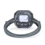 Halo Cushion Cut Engagement Ring Bezel Simulated Cubic Zirconia Solid 925 Sterling Silver