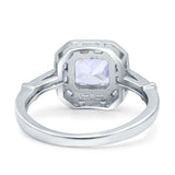 Halo Cushion Cut Engagement Ring Bezel Simulated Cubic Zirconia Solid 925 Sterling Silver