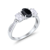 Oval Three Stone Engagement Ring Simulated Cubic Zirconia 925 Sterling Silver