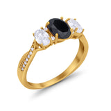 Oval Three Stone Engagement Ring Simulated Cubic Zirconia 925 Sterling Silver