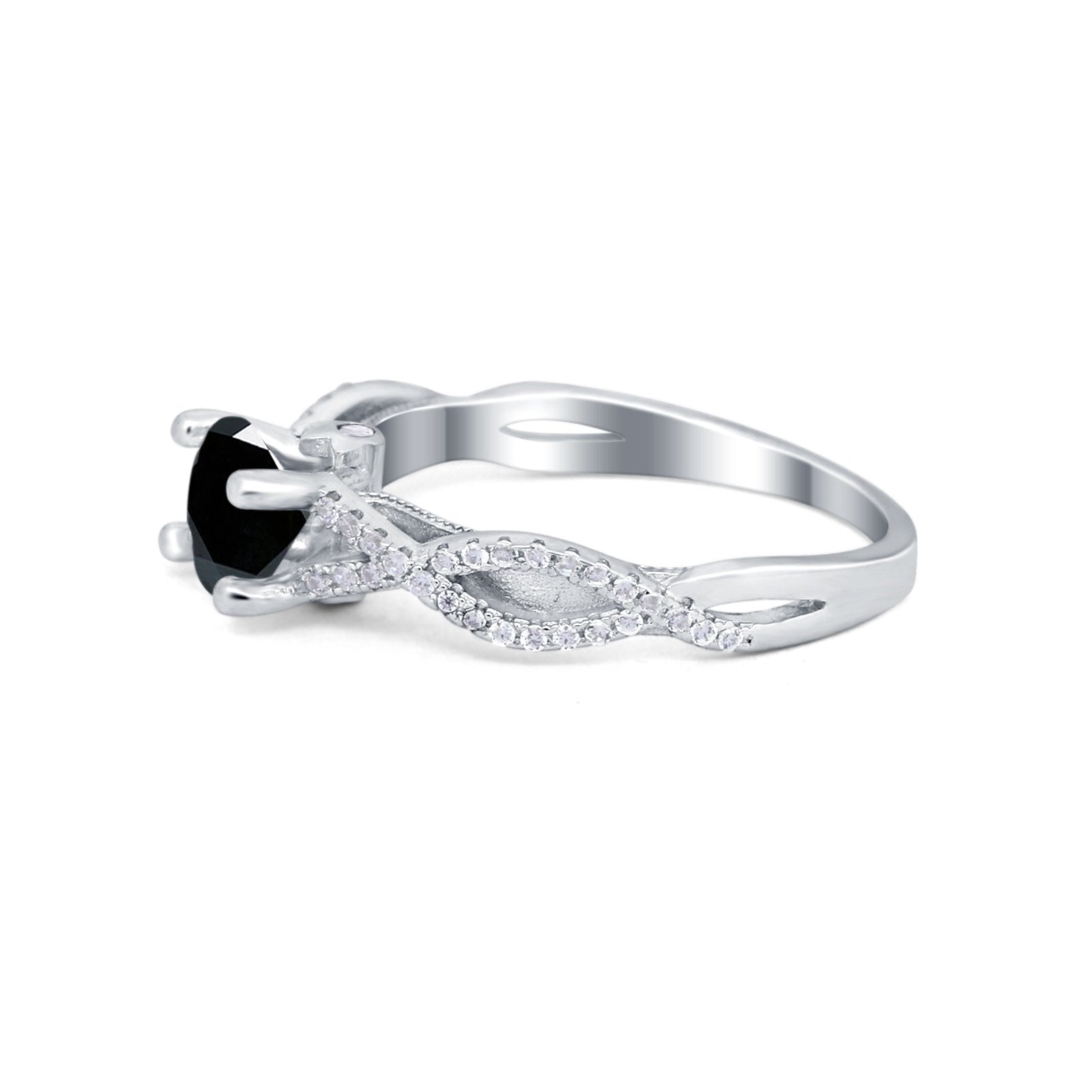 Twisted Shank Infinity Wedding Ring Round Cubic Zirconia 925 Sterling Silver
