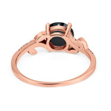 Leaf Style Wedding Ring Round Simulated Cubic Zirconia 925 Sterling Silver