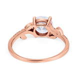 Leaf Style Wedding Ring Round Simulated Cubic Zirconia 925 Sterling Silver