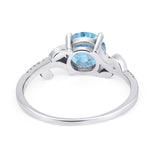 Leaf Style Wedding Ring Round Simulated Cubic Zirconia 925 Sterling Silver