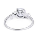 Leaf Style Wedding Ring Round Simulated Cubic Zirconia 925 Sterling Silver