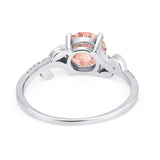 Leaf Style Wedding Ring Round Simulated Cubic Zirconia 925 Sterling Silver