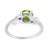Leaf Style Wedding Ring Round Simulated Cubic Zirconia 925 Sterling Silver