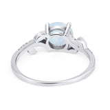 Leaf Style Wedding Ring Round Simulated Cubic Zirconia 925 Sterling Silver