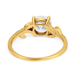 Leaf Style Wedding Ring Round Simulated Cubic Zirconia 925 Sterling Silver