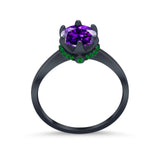 Simulated Emerald Accent Cubic Zirconia 925 Sterling Silver Wedding Ring