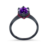 Simulated Ruby Accent Cubic Zirconia Wedding Bridal Ring 925 Sterling Silver
