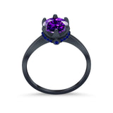 Simulated Sapphire Accent Cubic Zirconia Wedding Ring 925 Sterling Silver