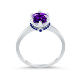 Simulated Sapphire Accent Cubic Zirconia Wedding Ring 925 Sterling Silver