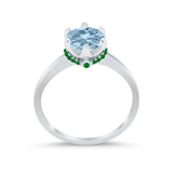 Simulated Emerald Accent Cubic Zirconia 925 Sterling Silver Wedding Ring
