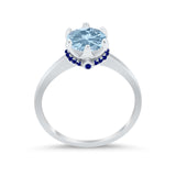 Simulated Sapphire Accent Cubic Zirconia Wedding Ring 925 Sterling Silver