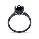 Art Deco Engagement Ring Round Simulated Cubic Zirconia 925 Sterling Silver