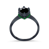 Simulated Emerald Accent Cubic Zirconia 925 Sterling Silver Wedding Ring