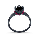 Simulated Ruby Accent Cubic Zirconia Wedding Bridal Ring 925 Sterling Silver