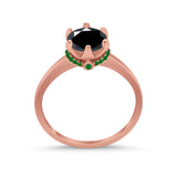 Simulated Emerald Accent Cubic Zirconia 925 Sterling Silver Wedding Ring