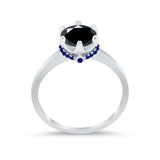 Simulated Sapphire Accent Cubic Zirconia Wedding Ring 925 Sterling Silver