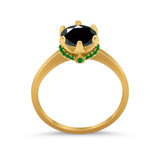 Simulated Emerald Accent Cubic Zirconia 925 Sterling Silver Wedding Ring