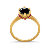 Simulated Ruby Accent Cubic Zirconia Wedding Bridal Ring 925 Sterling Silver