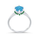 Simulated Emerald Accent Cubic Zirconia 925 Sterling Silver Wedding Ring