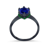 Simulated Emerald Accent Cubic Zirconia 925 Sterling Silver Wedding Ring