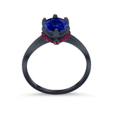 Simulated Ruby Accent Cubic Zirconia Wedding Bridal Ring 925 Sterling Silver