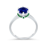 Simulated Emerald Accent Cubic Zirconia 925 Sterling Silver Wedding Ring