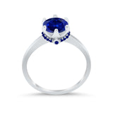 Simulated Sapphire Accent Cubic Zirconia Wedding Ring 925 Sterling Silver