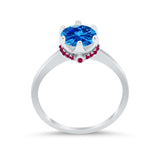 Simulated Ruby Accent Cubic Zirconia Wedding Bridal Ring 925 Sterling Silver