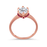 Simulated Ruby Accent Cubic Zirconia Wedding Bridal Ring 925 Sterling Silver