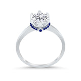 Simulated Sapphire Accent Cubic Zirconia Wedding Ring 925 Sterling Silver