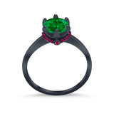 Simulated Ruby Accent Cubic Zirconia Wedding Bridal Ring 925 Sterling Silver