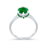 Simulated Emerald Accent Cubic Zirconia 925 Sterling Silver Wedding Ring