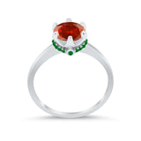 Simulated Emerald Accent Cubic Zirconia 925 Sterling Silver Wedding Ring