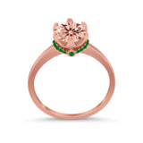 Simulated Emerald Accent Cubic Zirconia 925 Sterling Silver Wedding Ring