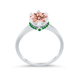 Simulated Emerald Accent Cubic Zirconia 925 Sterling Silver Wedding Ring