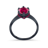 Simulated Ruby Accent Cubic Zirconia Wedding Bridal Ring 925 Sterling Silver