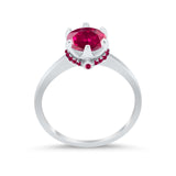 Simulated Ruby Accent Cubic Zirconia Wedding Bridal Ring 925 Sterling Silver