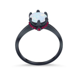 Simulated Ruby Accent Cubic Zirconia Wedding Bridal Ring 925 Sterling Silver