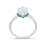 Simulated Emerald Accent Cubic Zirconia 925 Sterling Silver Wedding Ring
