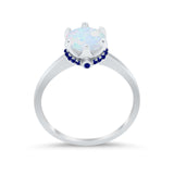 Simulated Sapphire Accent Cubic Zirconia Wedding Ring 925 Sterling Silver