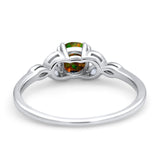 Vintage Art Deco Wedding Ring Round Simulated Cubic Zirconia 925 Sterling Silver