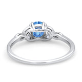 Vintage Art Deco Wedding Ring Round Simulated Cubic Zirconia 925 Sterling Silver